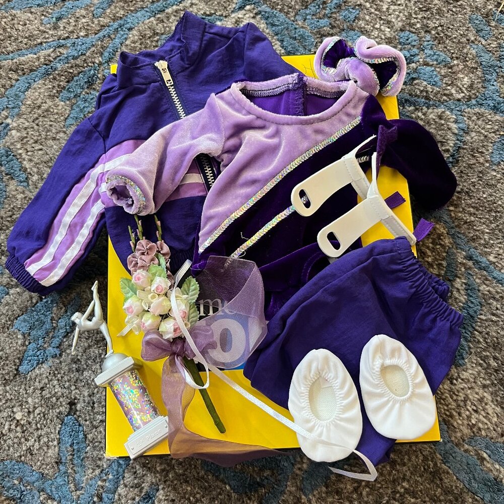 RETIRED American Girl Doll Gymnastics Outfit and accessories - LIKE NEW